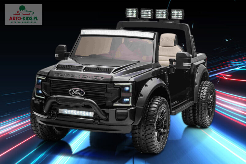 Pickup dla dzieci Ford Super Duty Wersja Premium 4x200W (800W!) 24V!14Ah! CZARNY LAKIEROWANY