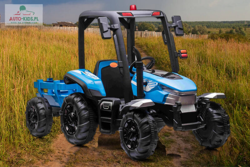 Wielki Traktor z dachem i z Przyczepą Wersja Premium 2x200W 24V 9Ah! NIEBIESKI