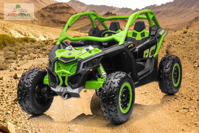 Can Am Maverick 2-osob. Wersja Premium Turbo RR POMPOWANE KOŁA + WOLNY BIEG 4x4 800W! 2x24V 20Ah!! ZIELONY