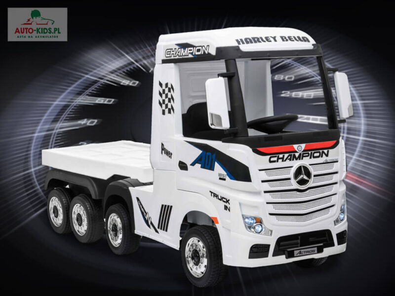 Ciężarówka z Naczepą! Mercedes-Benz Actros Truck 4x45W 12V14Ah! BIAŁY