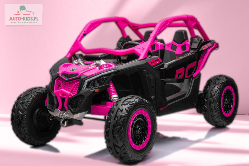 Can Am Maverick 2-osob. Wersja Premium Turbo RR POMPOWANE KOŁA + WOLNY BIEG 4x4 800W! 2x24V 20Ah!! RÓŻOWY