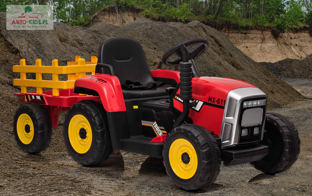 Pojazd dla dzieci Traktor z Przyczepą 2x45W 12V9Ah CZERWONY