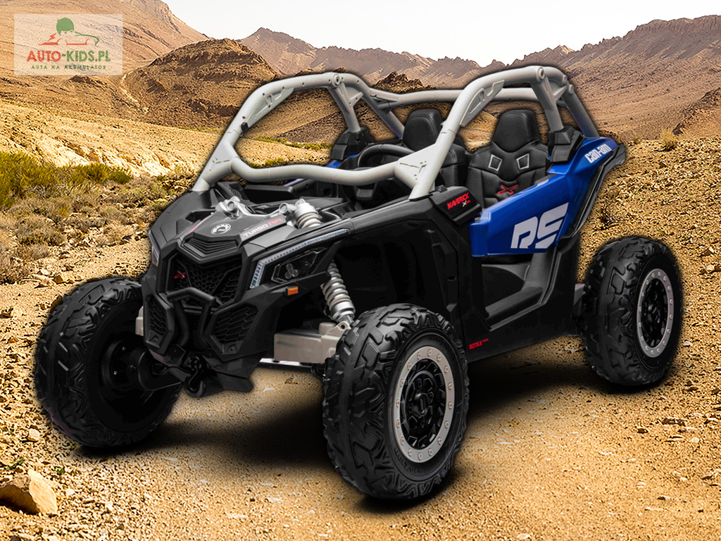 Can Am Maverick 2-osob. Wersja Premium Turbo RR POMPOWANE KOŁA + WOLNY BIEG 4x4 800W! 2x24V 20Ah!! NIEBIESKI LAKIEROWANY
