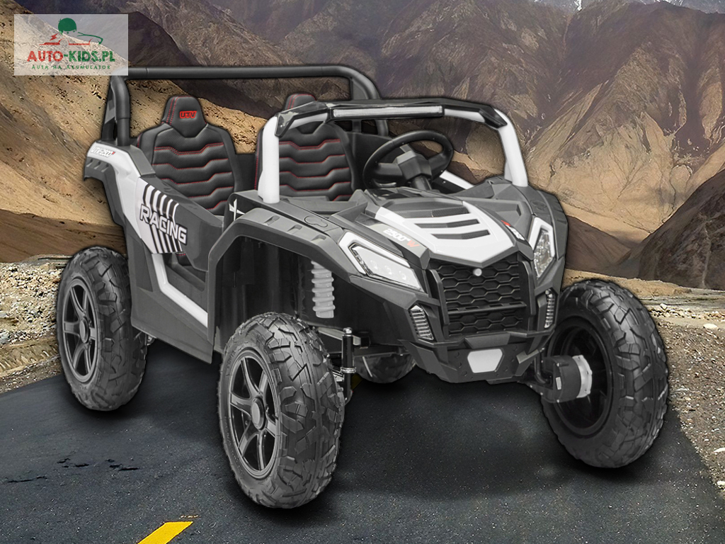 Olbrzymia terenówka 2-os. Buggy UTV Racing NEW 4x200W 24V20Ah! POMPOWANE KOŁA! Wersja Premium Deluxe! BIAŁY
