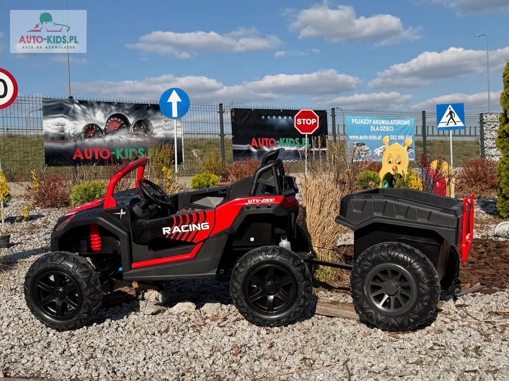 Olbrzymia terenówka 2-os. Buggy UTV Racing NEW z PRZYCZEPKĄ! 4x200W 24V20Ah! POMPOWANE KOŁA! Wersja Premium Deluxe! 6 KOLORÓW