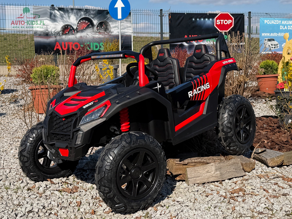 Olbrzymia terenówka 2-os. Buggy UTV Racing NEW 4x200W 24V20Ah! POMPOWANE KOŁA! Wersja Premium Deluxe! CZERWONY